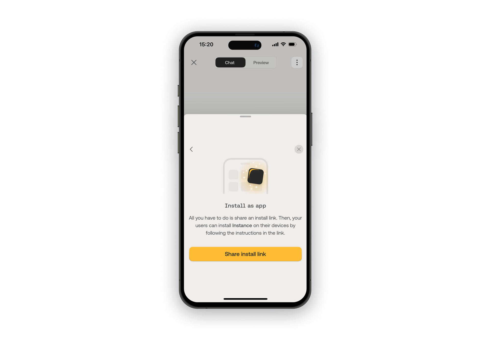 Share the link to install your PWA with your users
