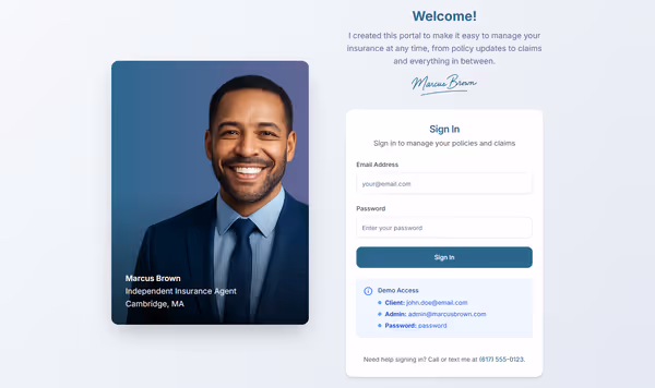 Client Portal for an Insurance Agent